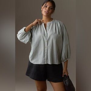 Pilcro The Sidney Batwing Blouse Size Medium Shrunken Edition Light Sage Balloon
